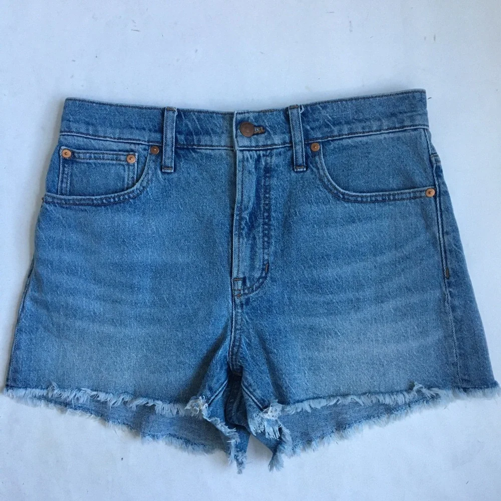Madewell The Perfect Jean Shorts High Rise Raw Hem Denim Size 29 Style MC647